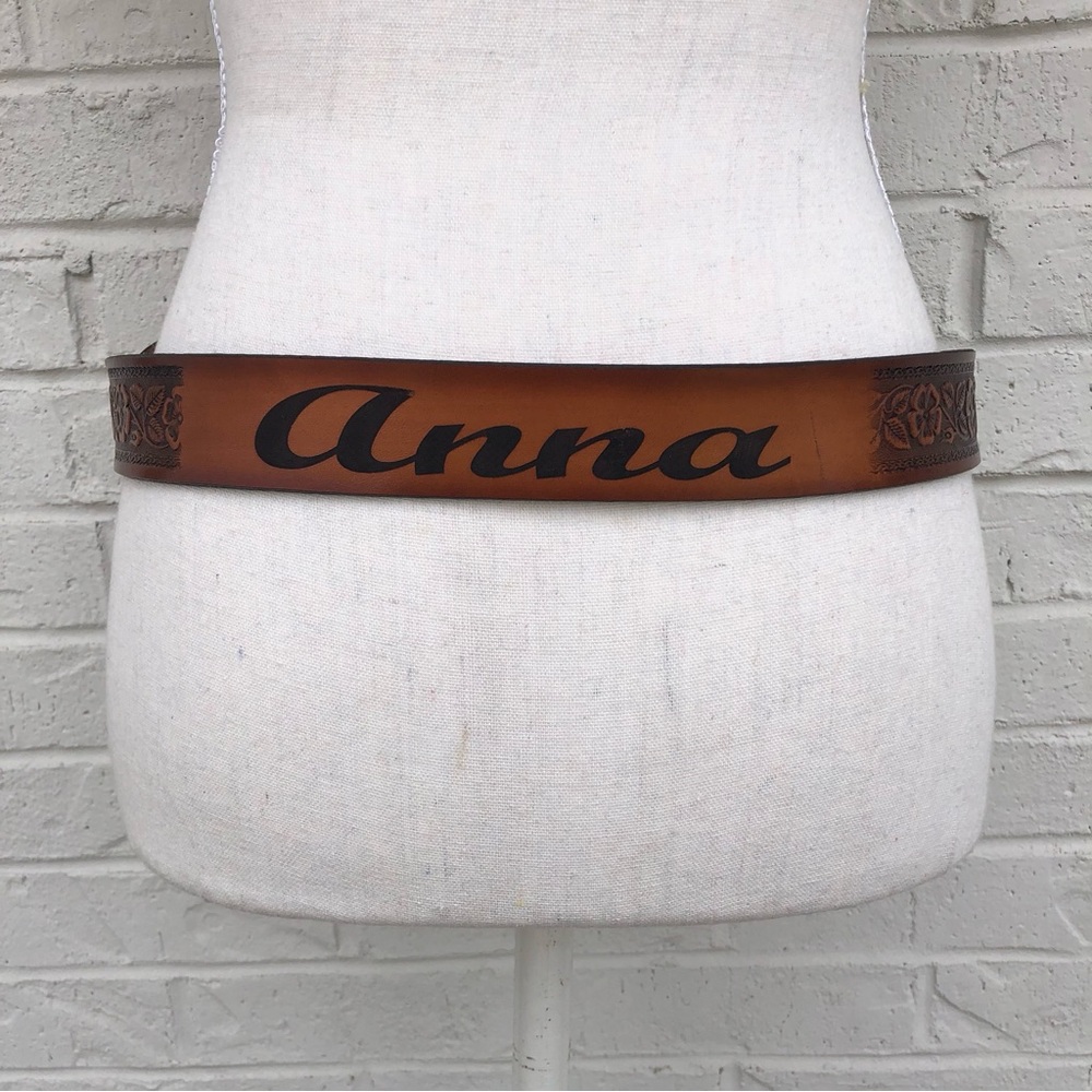 NWOT Gavere Leather floral embossed leather “Anna” belt 42” with silver buckle